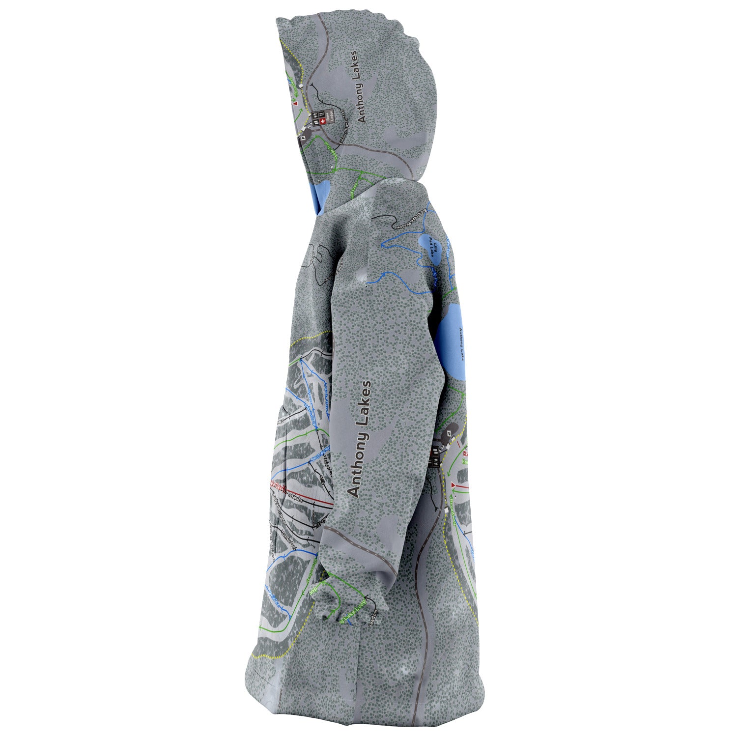 Anthony Lakes, Oregon Ski Trail Map - Snug Hoodie