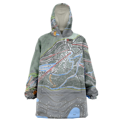 Hunter Mountain, New York Ski Trail Map - Snug Hoodie - Powderaddicts