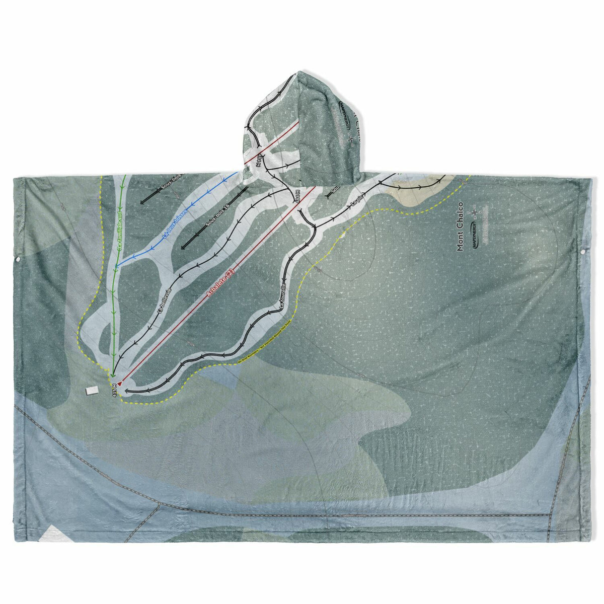 Mont Chalco, Quebec Ski Resort Map Flannel Blanket Poncho