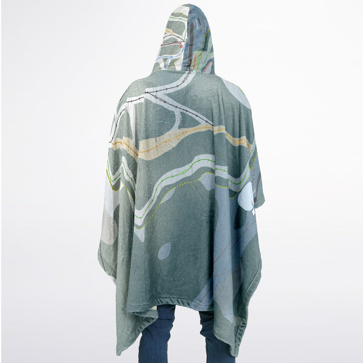 Hidden Valley, Alberta Ski Resort Map Flannel Blanket Poncho