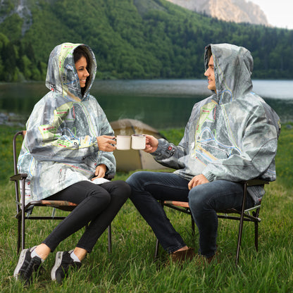 Blue Hills, Massachusetts Ski Trail Map Snug Hoodie - Powderaddicts