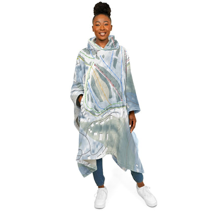 The Homestead, Michigan Ski Resort Map Flannel Blanket Poncho