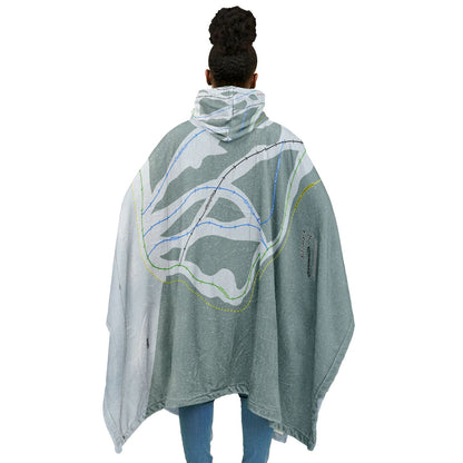 Sitzmark, Washington Ski Resort Map Flannel Blanket Poncho