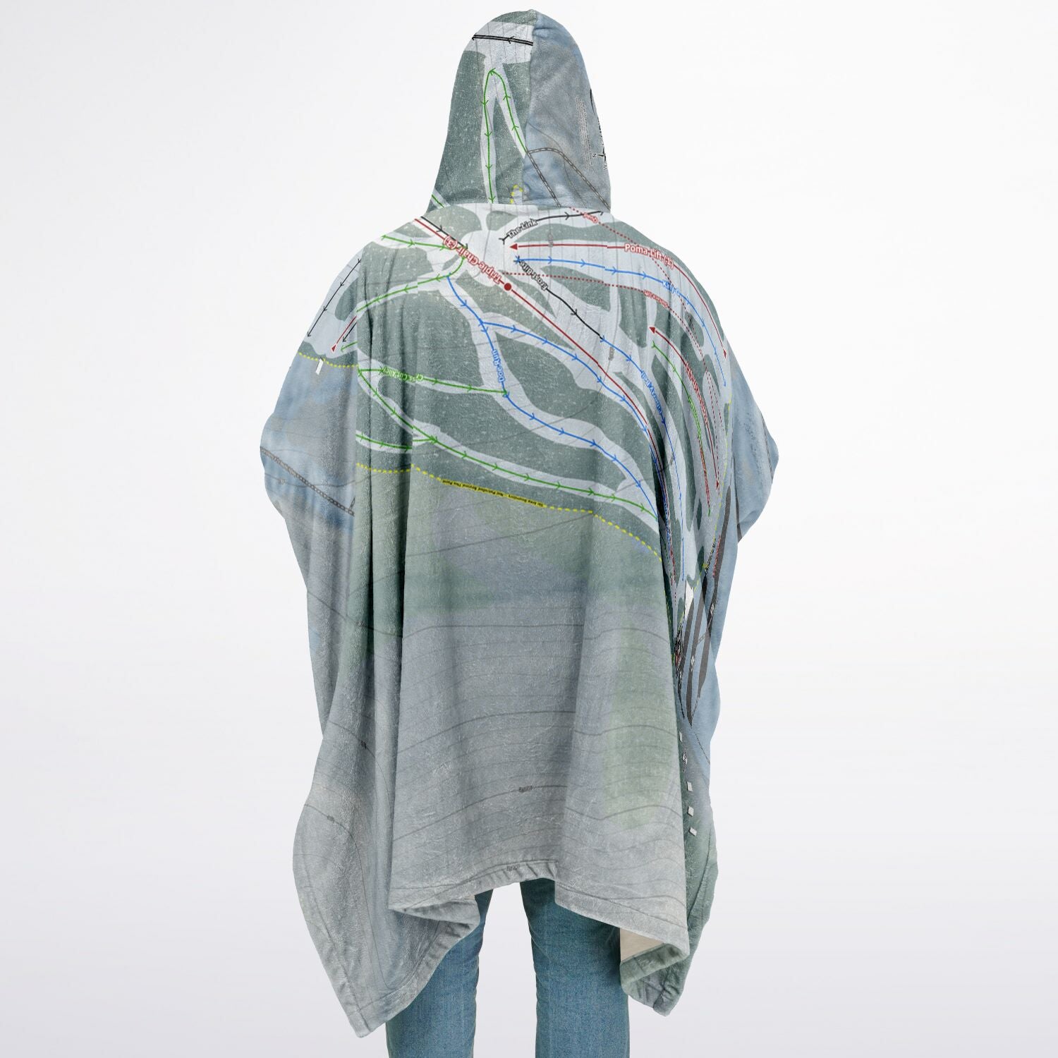 Denton Hill, Pennsylvania Ski Resort Map Flannel Blanket Poncho