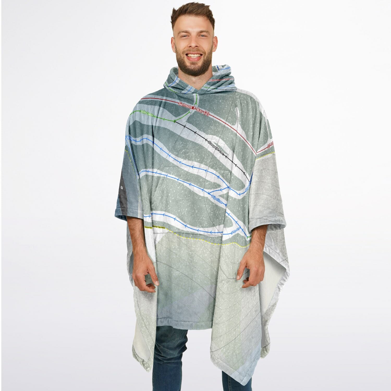 Medicine Lodge, Alberta Ski Resort Map Flannel Blanket Poncho