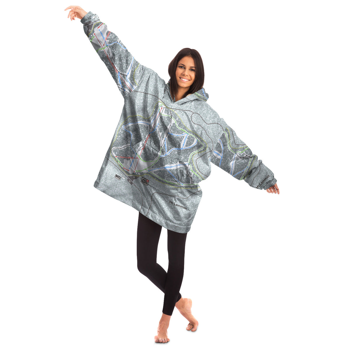 Mt Lemmon, Arizona Ski Trail Map Snug Hoodie