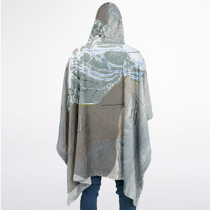 Brundage Mountain, Idaho Ski Resort Map Flannel Blanket Poncho