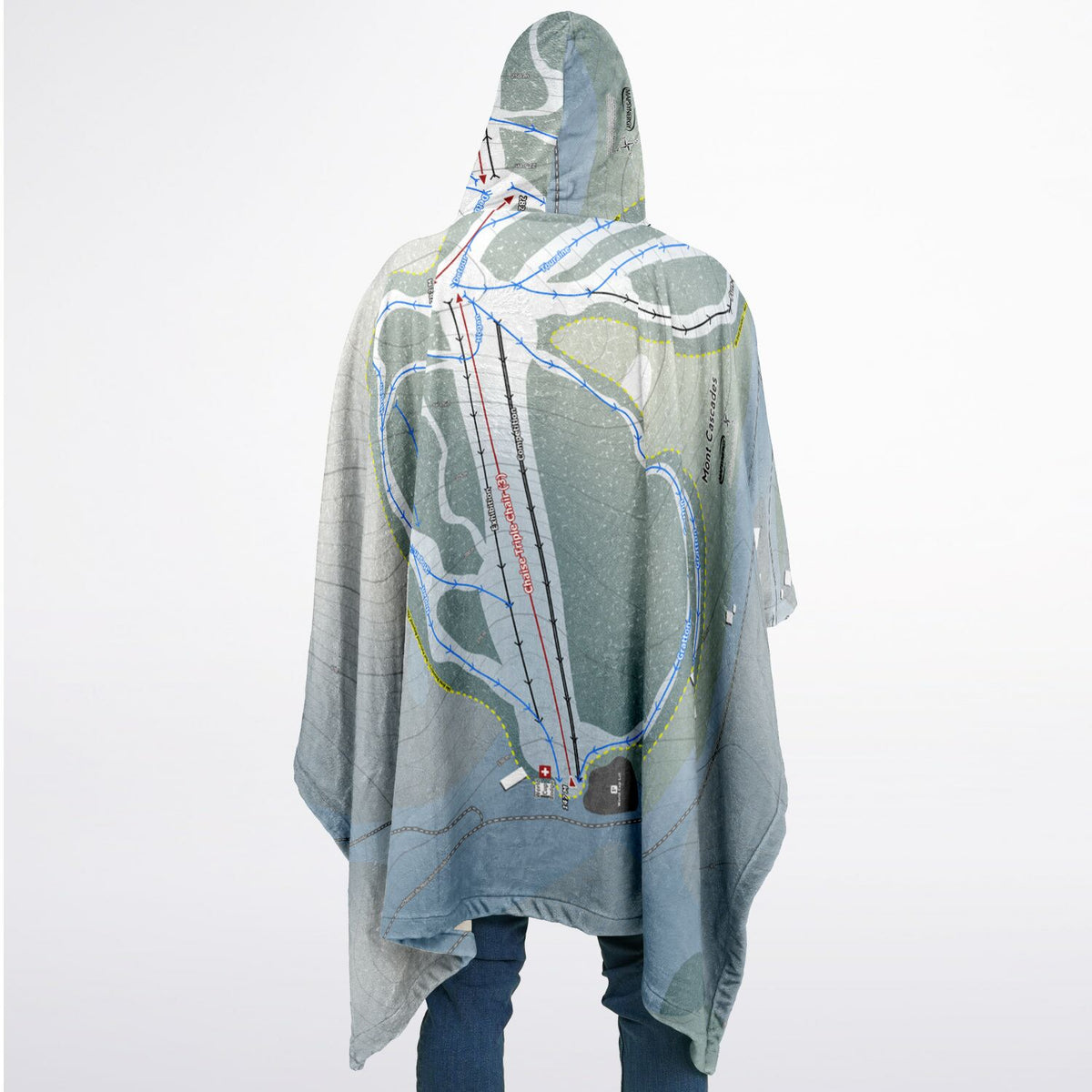 Mont Cascades, Quebec Ski Resort Map Flannel Blanket Poncho