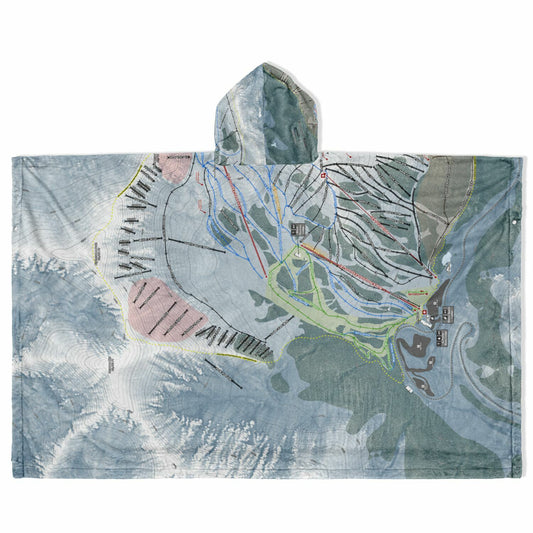 Arapahoe Basin, Colorado Ski Resort Map Flannel Blanket Poncho