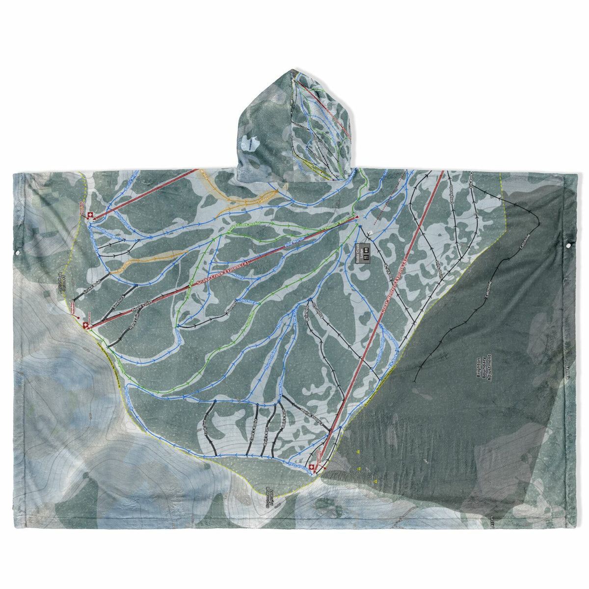 Brighton, Utah Ski Resort Map Flannel Blanket Poncho