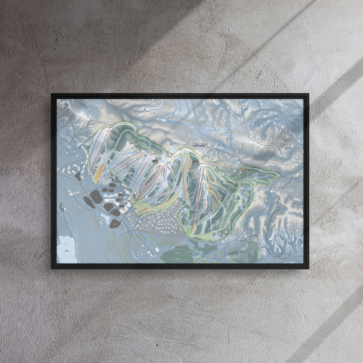 Boyne Mountain, Michigan Ski Resort Map Framed Canvas Wall Art