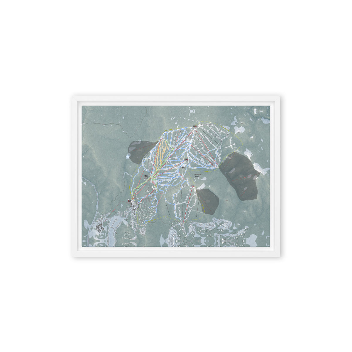 Northstar, California Ski Resort Map Framed Canvas Wall Art