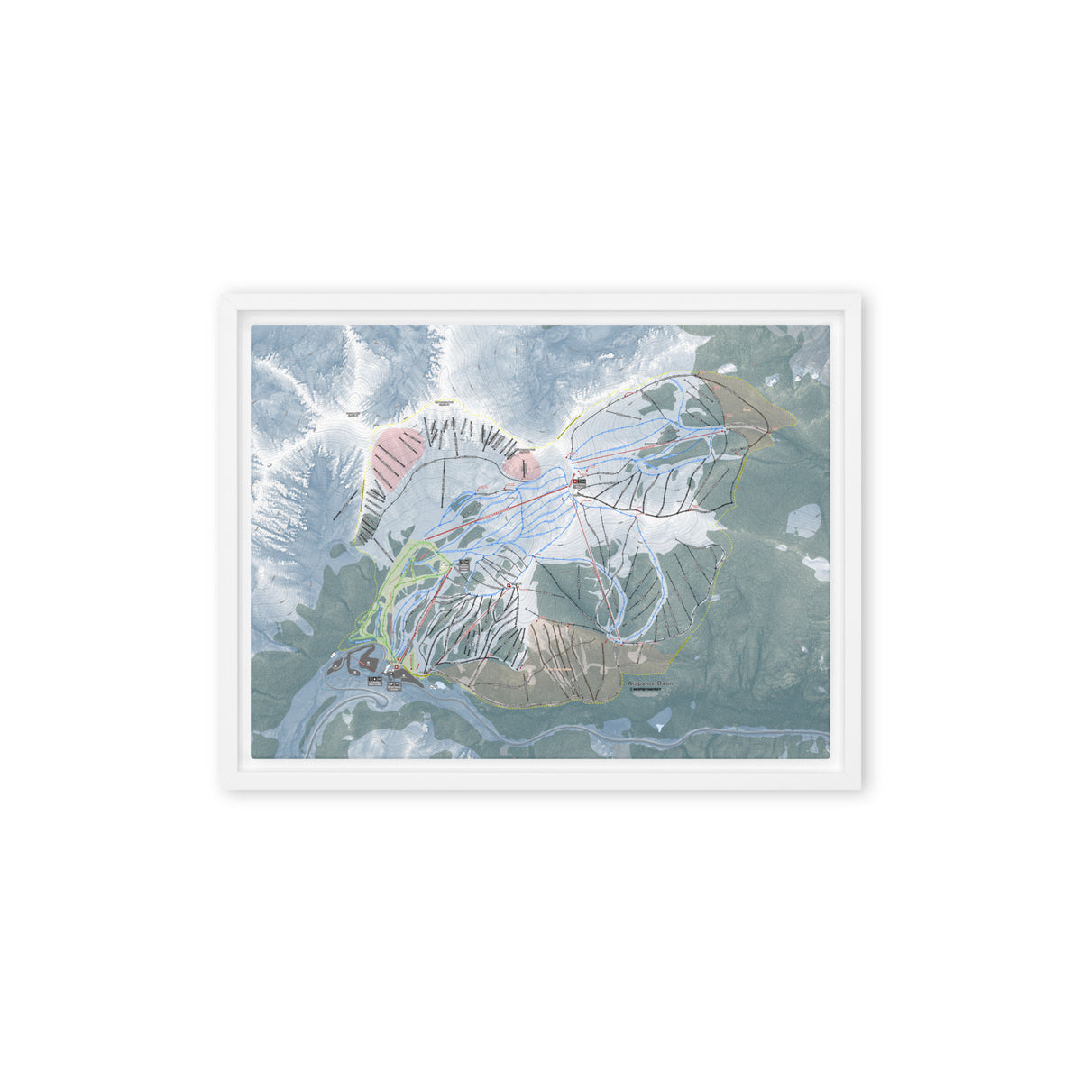 Arapahoe Basin, Colorado Ski Resort Map Framed Canvas Wall Art