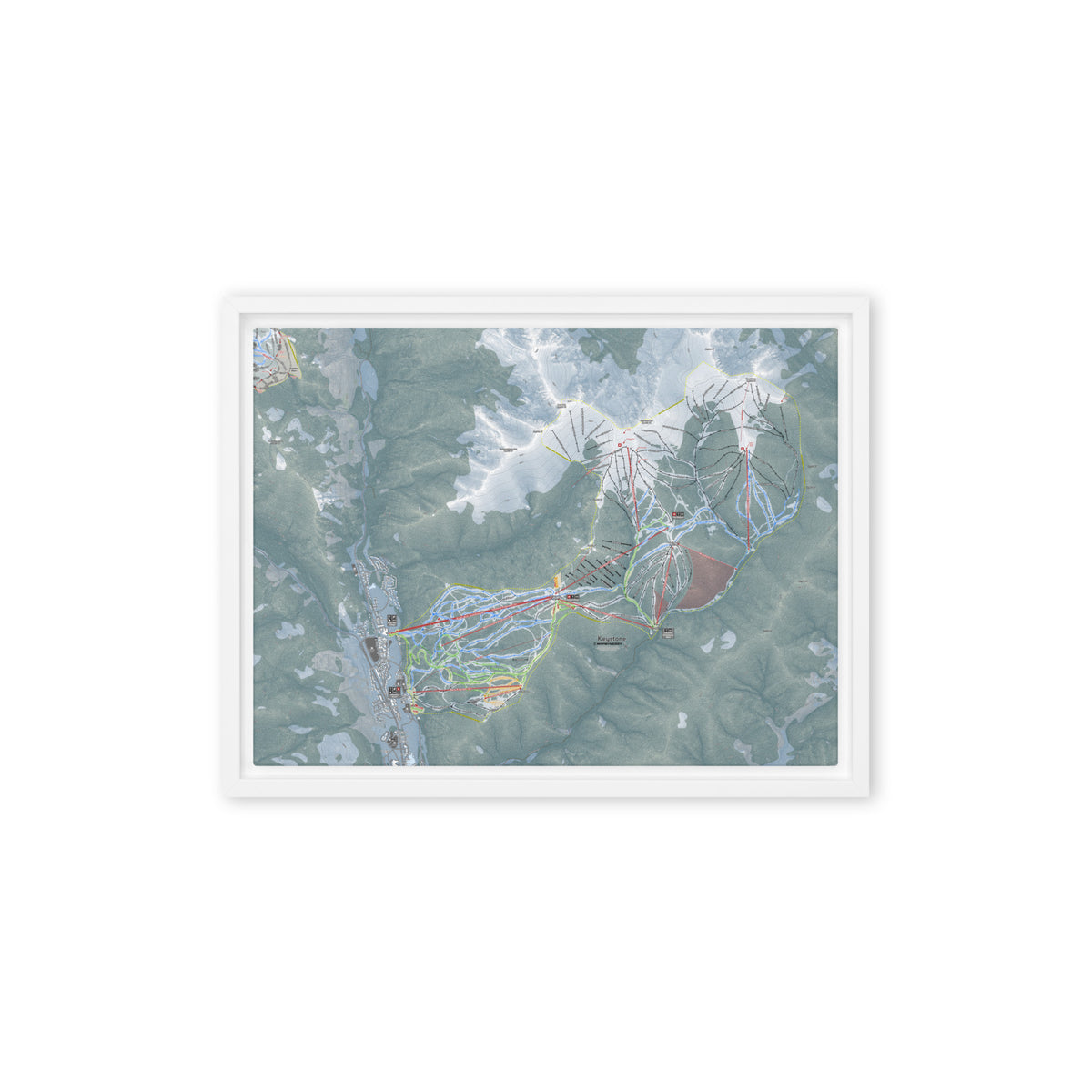 Keystone, Colorado Ski Resort Map Framed Canvas Wall Art