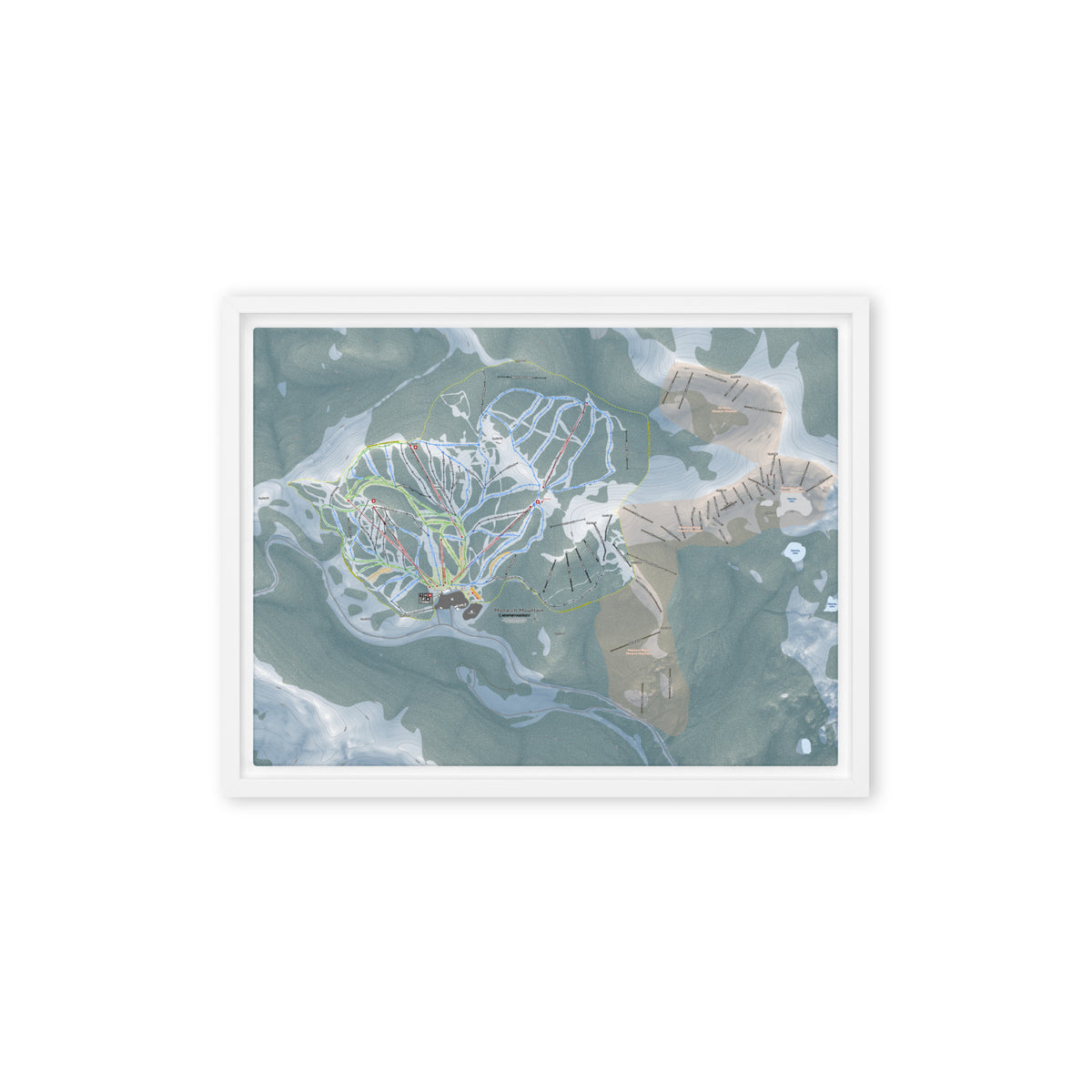 Monarch Mountain, Colorado Ski Resort Map Framed Canvas Wall Art