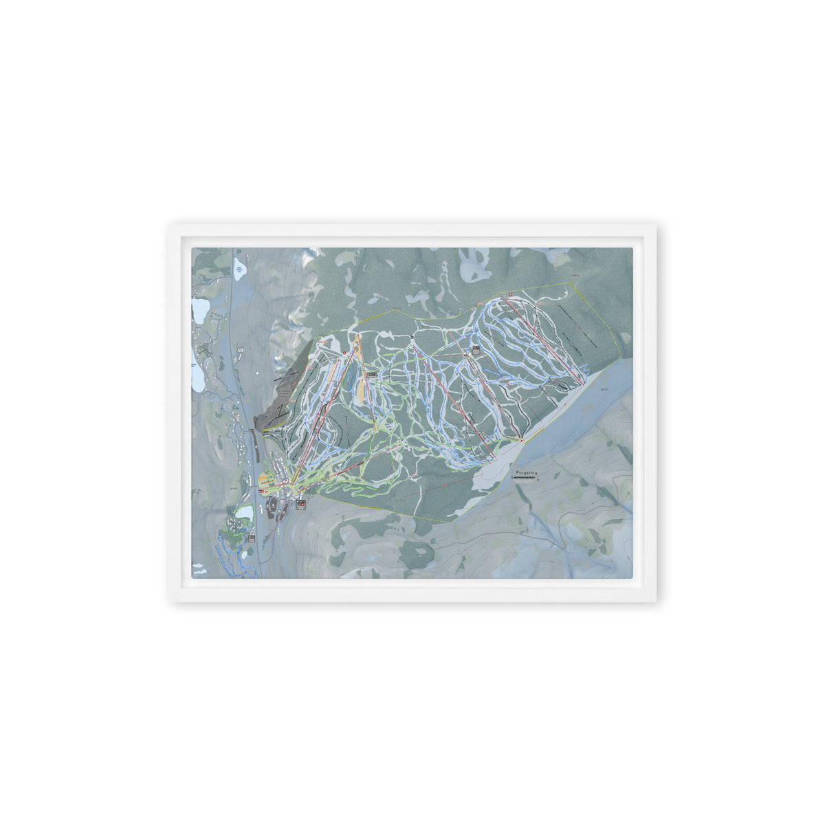 Purgatory, Colorado Ski Resort Map Framed Canvas Wall Art