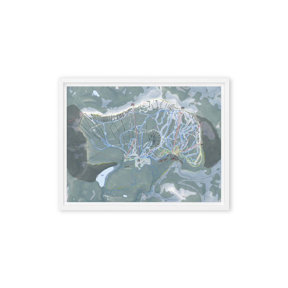 Wolf Creek, Colorado Ski Resort Map Framed Canvas Wall Art