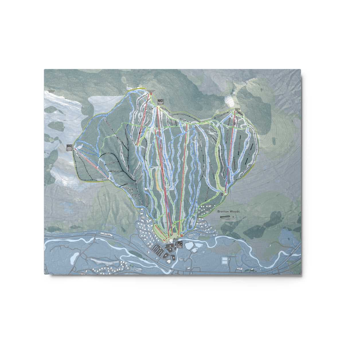 Bretton Woods, New Hampshire Ski Resort Map Metal Wall Art