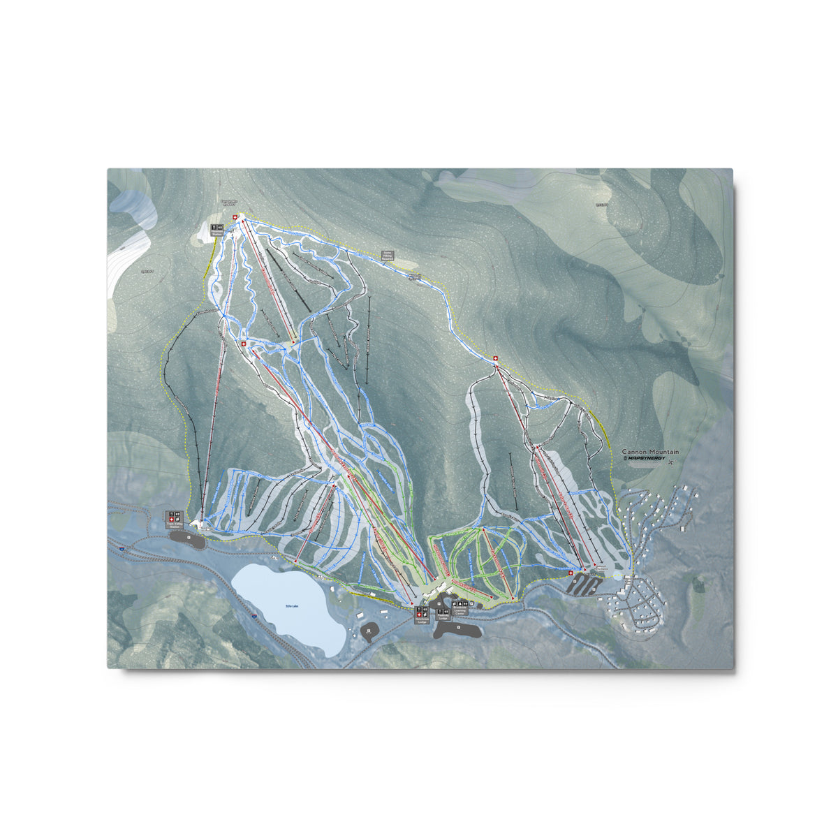 Cannon Mountain, New Hampshire Ski Resort Map Metal Wall Art
