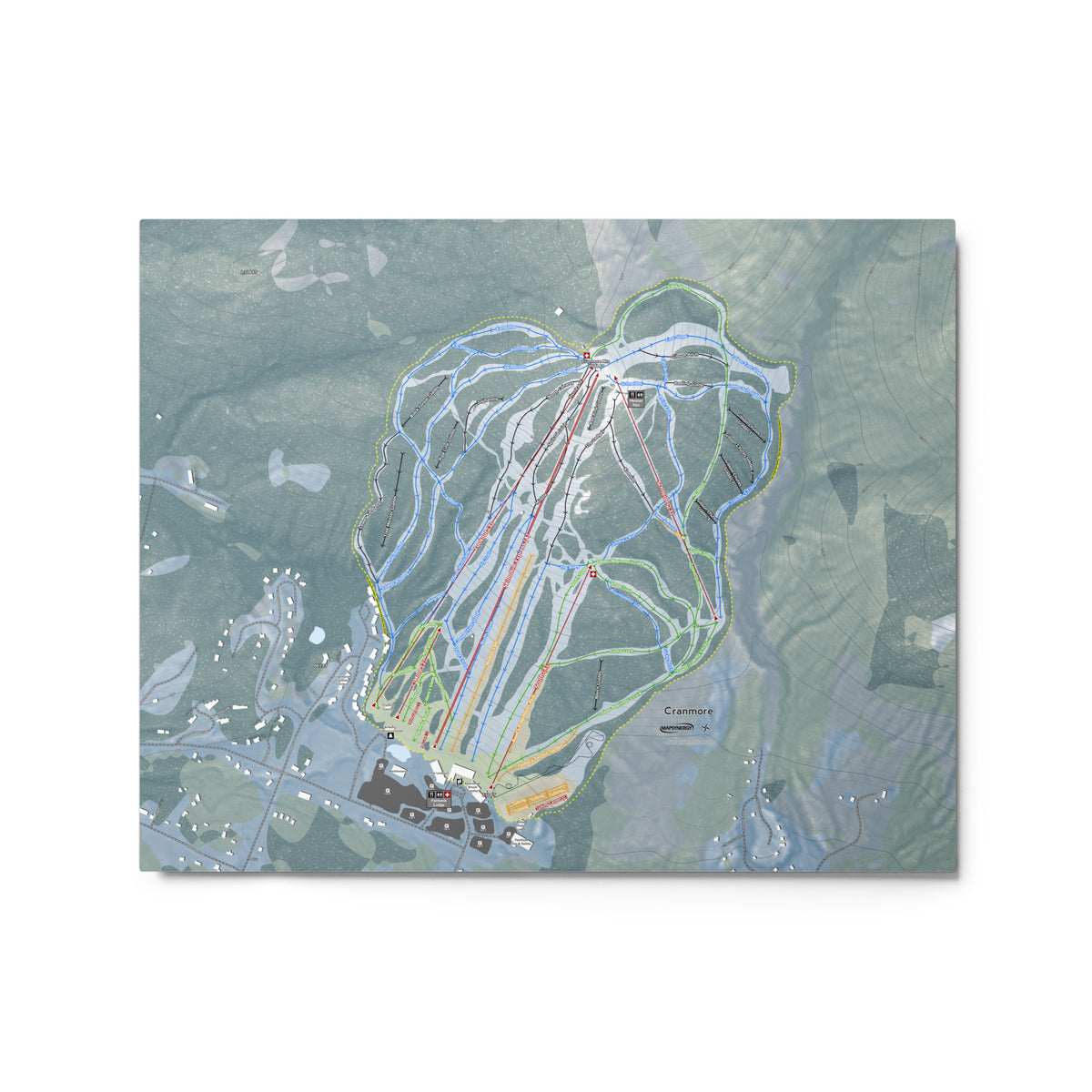 Cranmore Mountain, New Hampshire Ski Resort Map Metal Wall Art