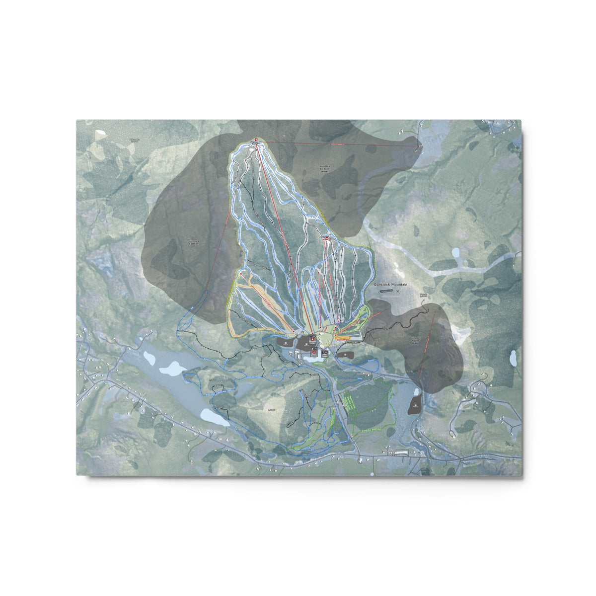 Gunstock Mountain, New Hampshire Ski Resort Map Metal Wall Art