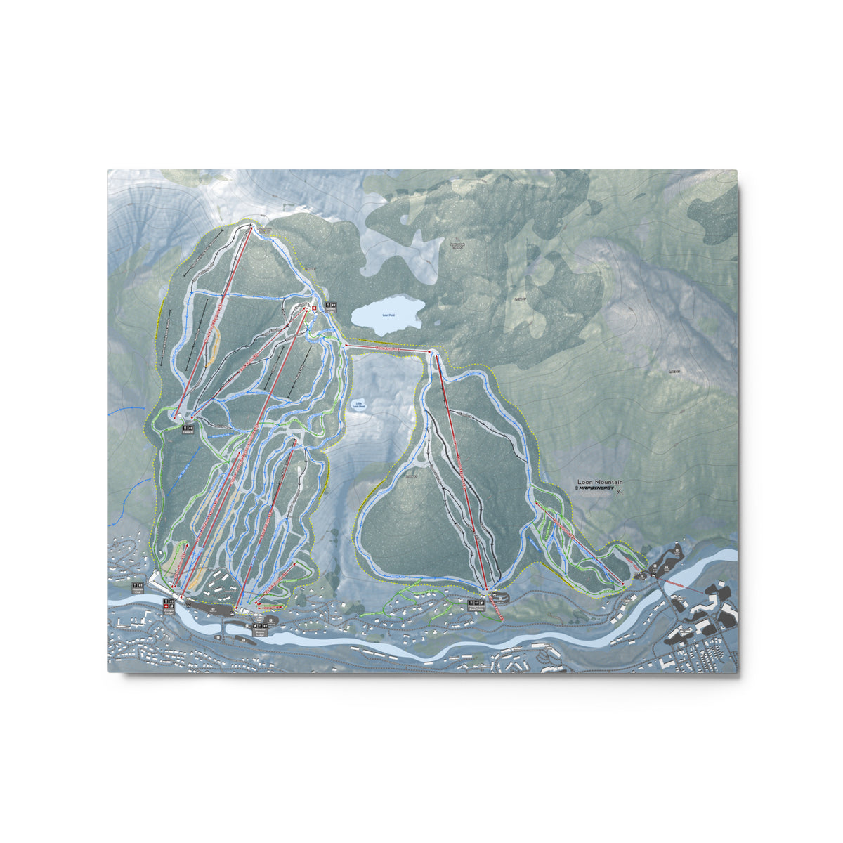 Loon Mountain, New Hampshire Ski Resort Map Metal Wall Art
