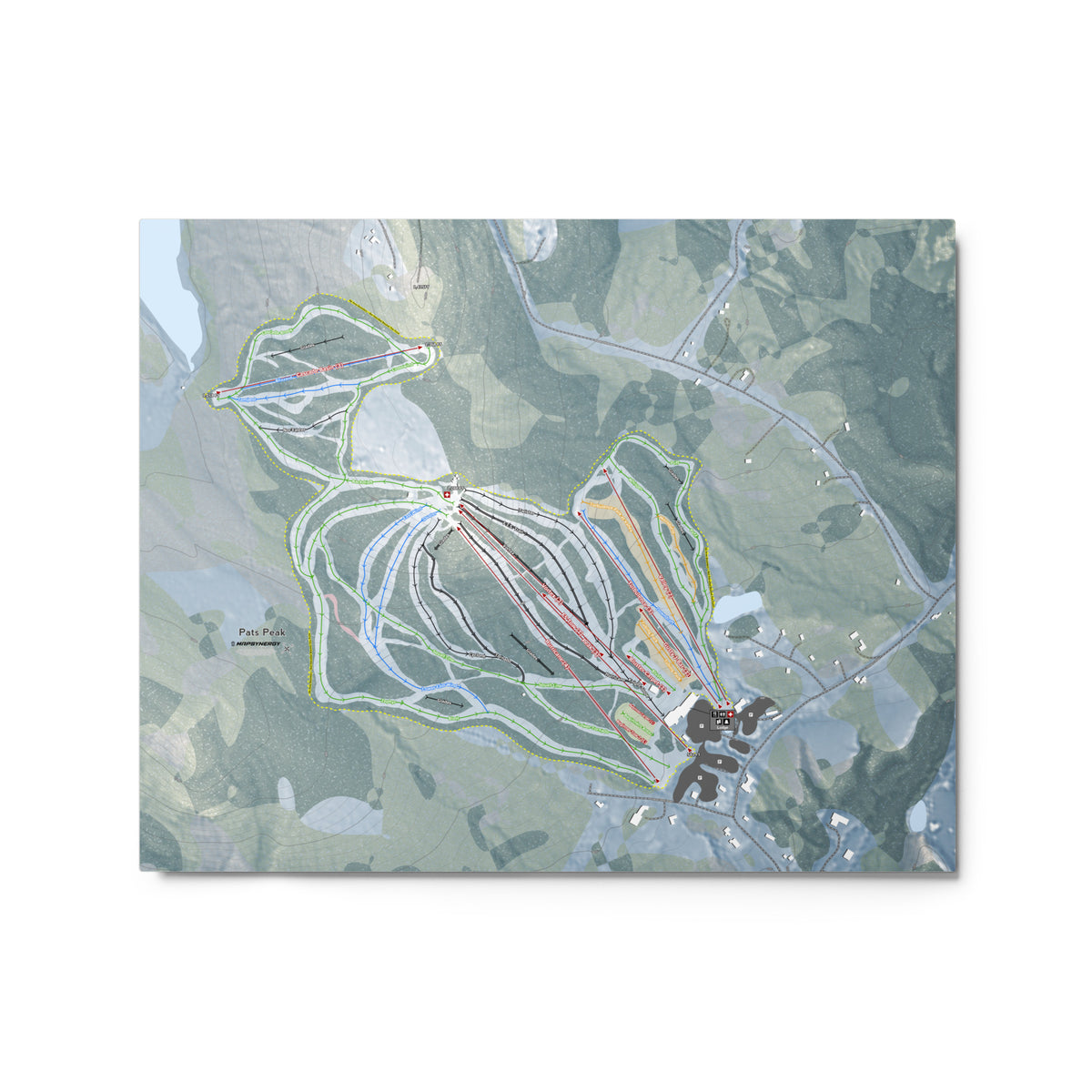 Pats Peak, New Hampshire Ski Resort Map Metal Wall Art