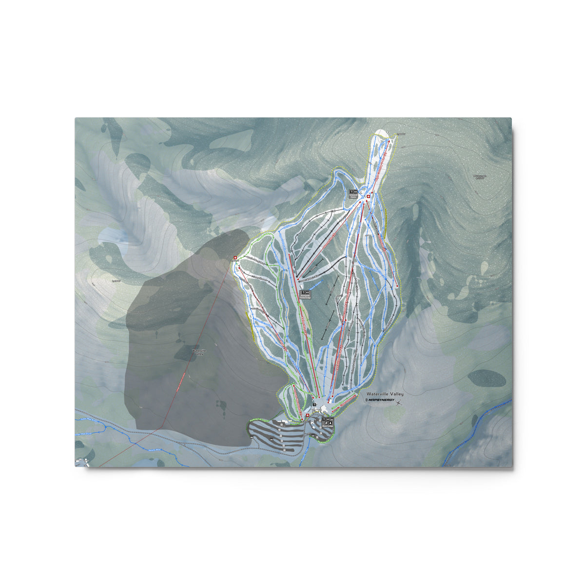 Waterville Valley, New Hampshire Ski Resort Map Metal Wall Art