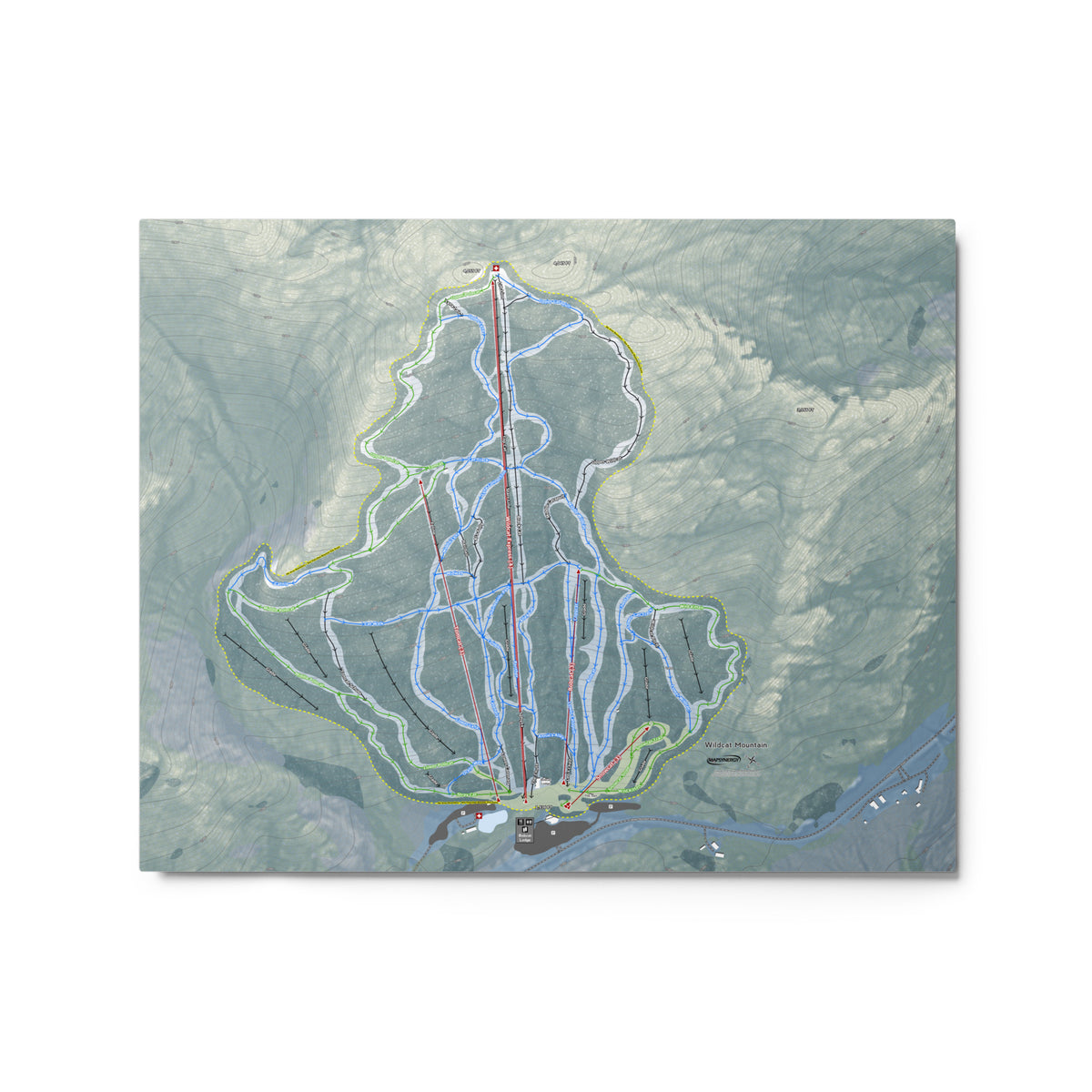 Wildcat Mountain, New Hampshire Ski Resort Map Metal Wall Art