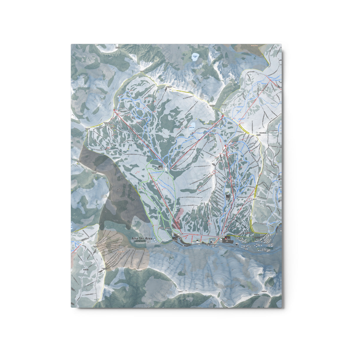 Alta, Utah Ski Resort Map Metal Wall Art