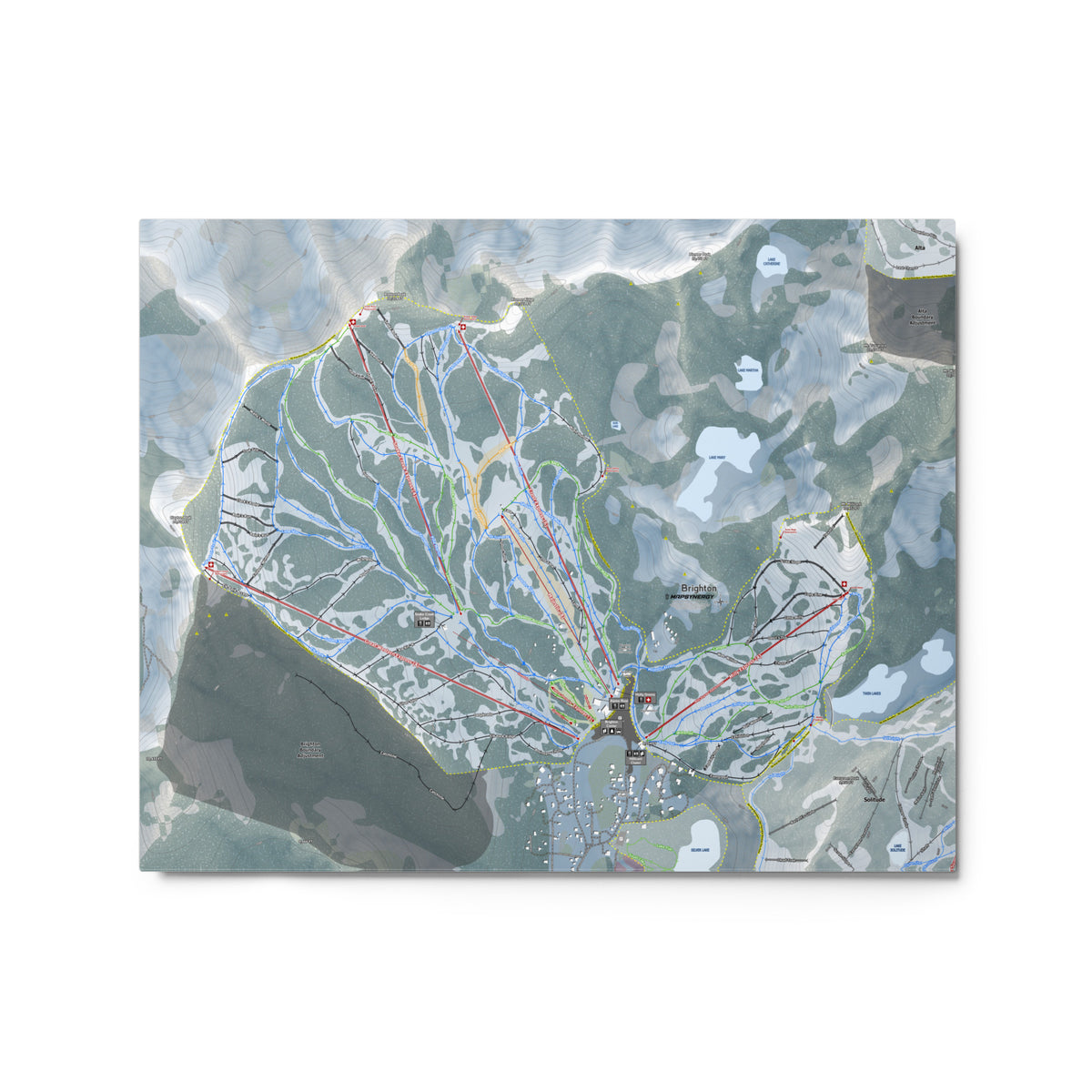Brighton, Utah Ski Resort Map Metal Wall Art