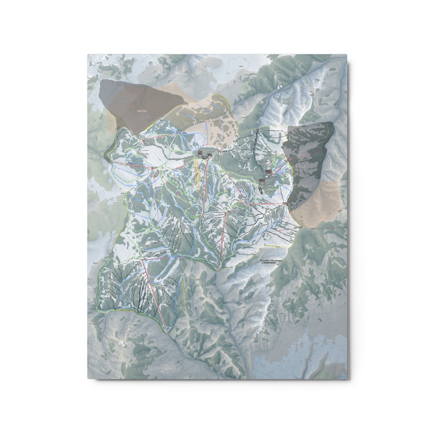 Powder Mountain, Utah Ski Resort Map Metal Wall Art