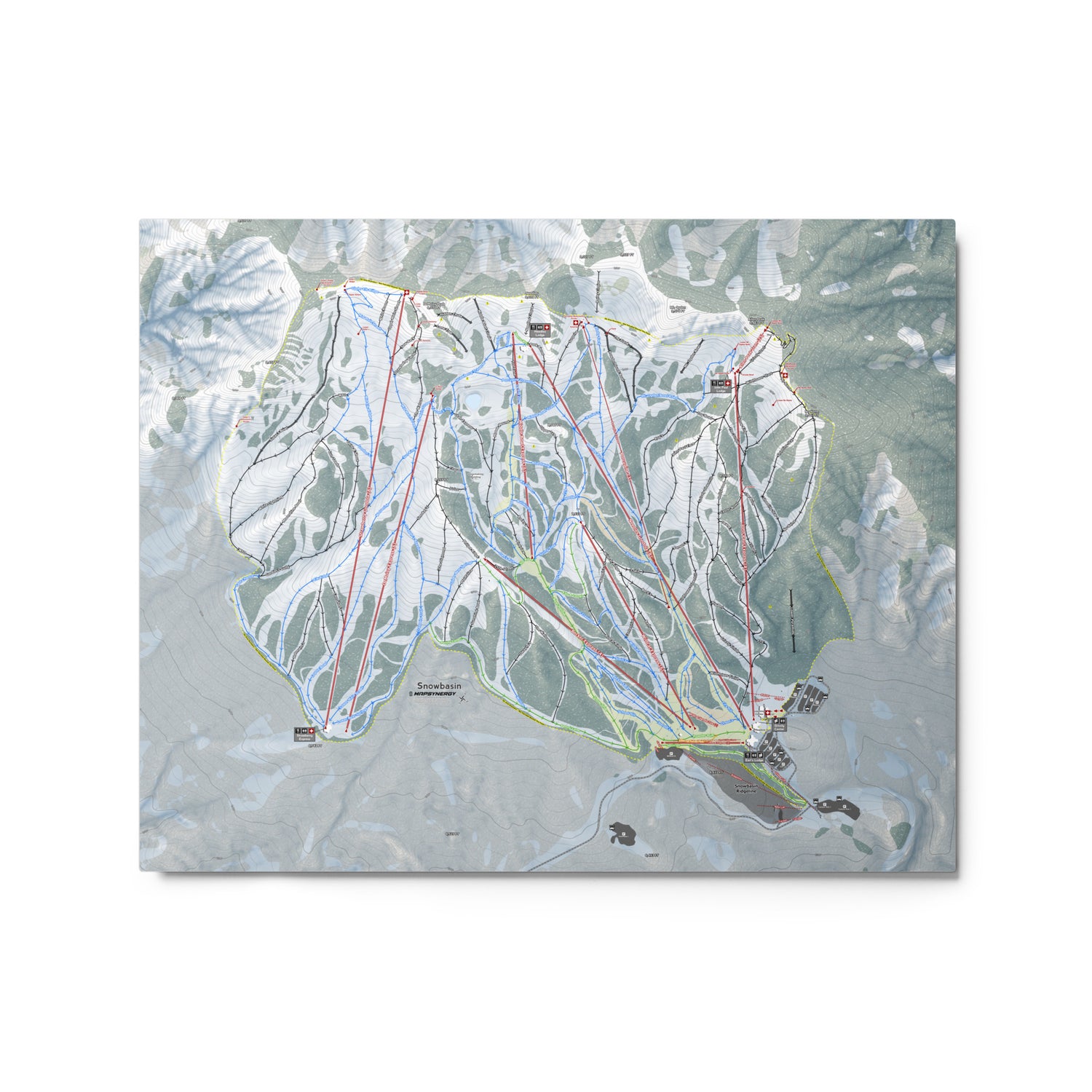 Snowbasin, Utah Ski Resort Map Metal Wall Art