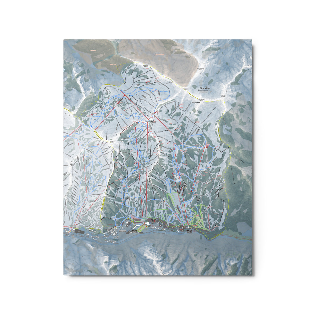 Snowbird, Utah Ski Resort Map Metal Wall Art
