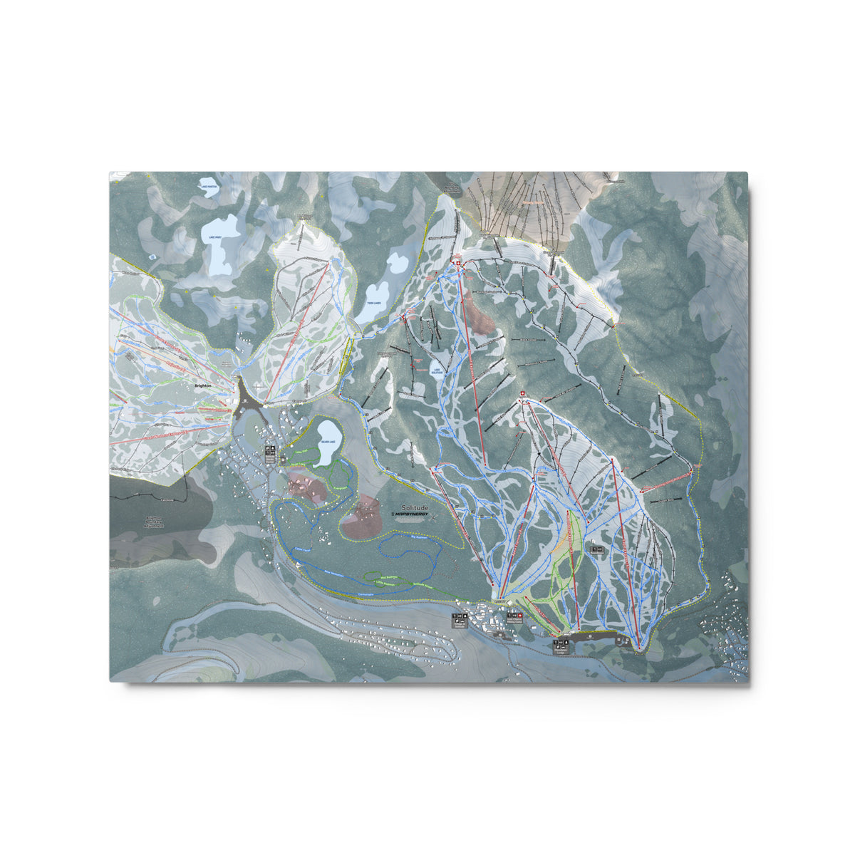 Solitude, Utah Ski Resort Map Metal Wall Art