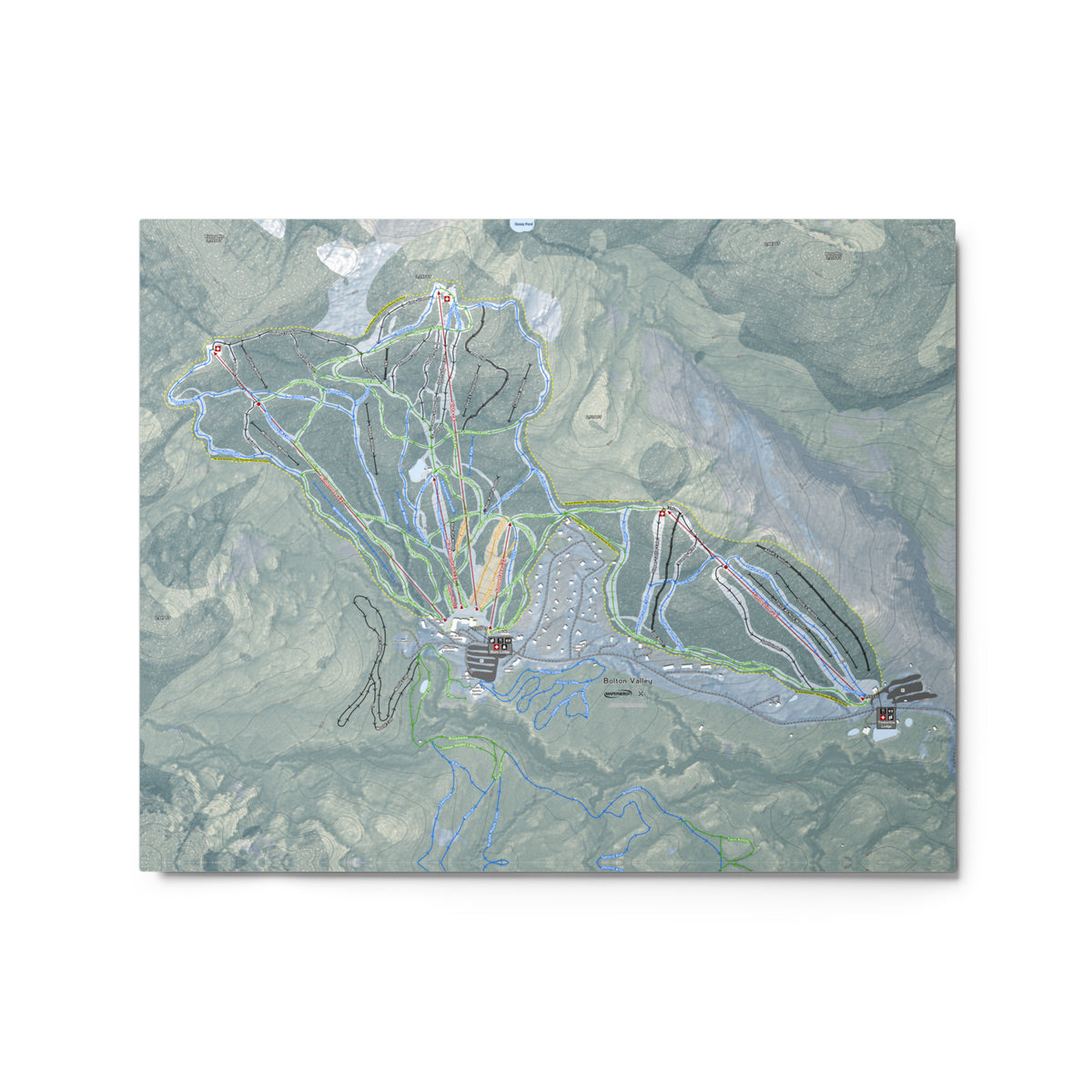 Bolton Valley, Vermont Ski Resort Map Metal Wall Art