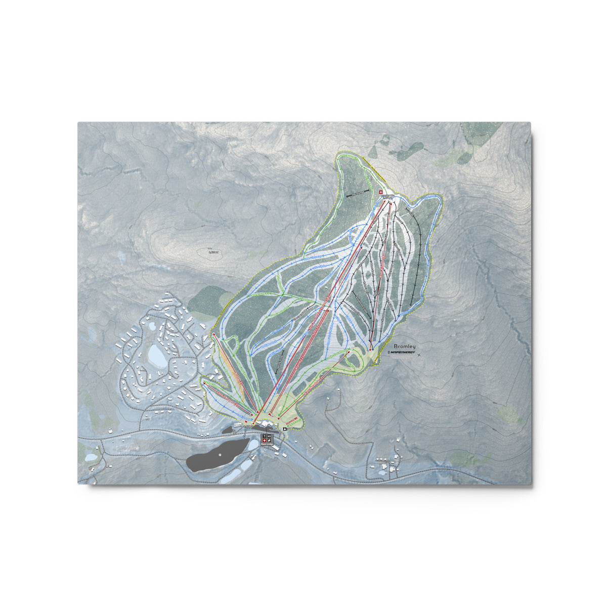 Bromley, Vermont Ski Resort Map Metal Wall Art