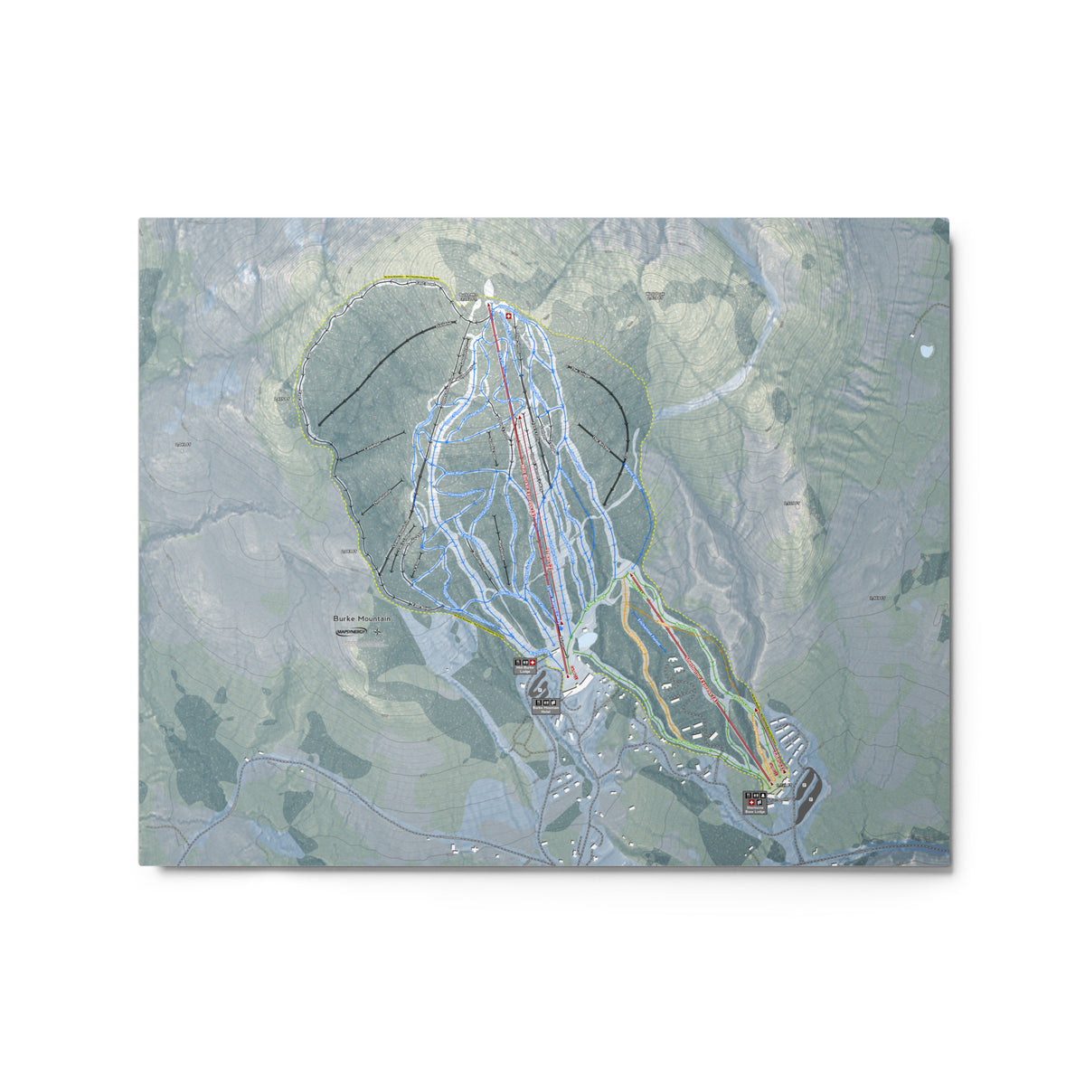 Burke Mountain, Vermont Ski Resort Map Metal Wall Art