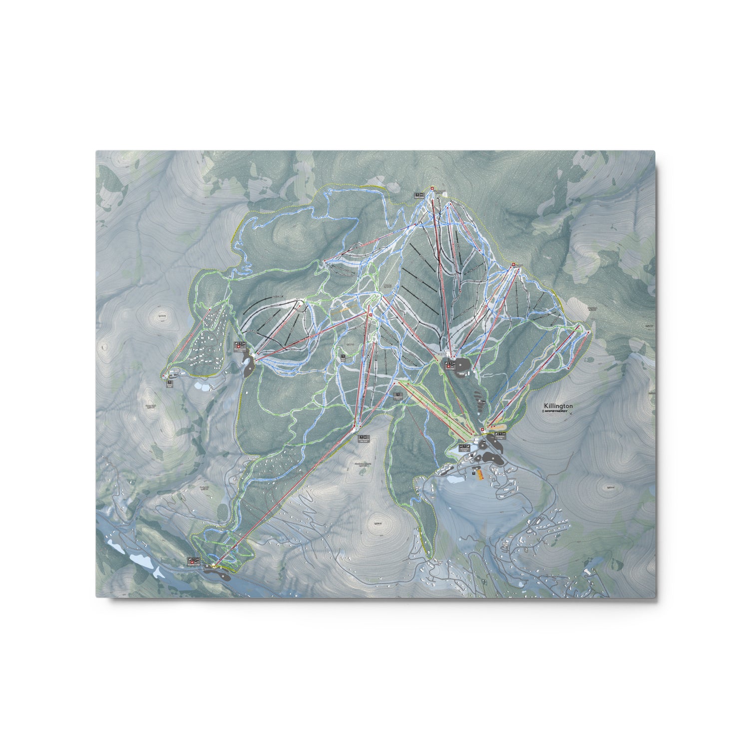 Killington, Vermont Ski Resort Map Metal Wall Art