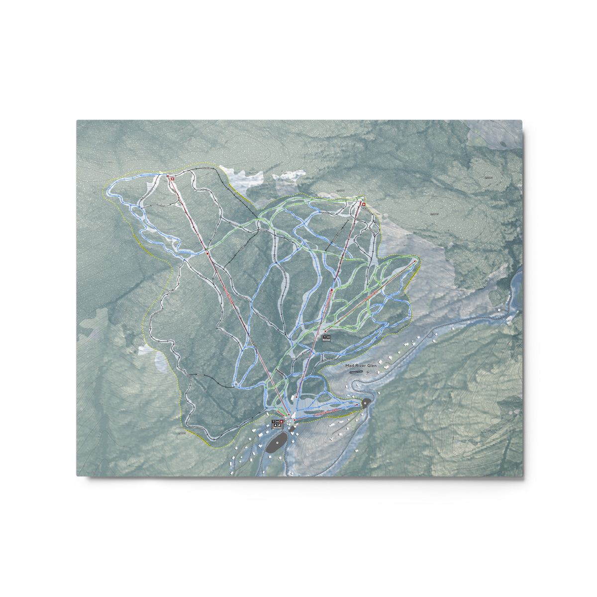 Mad River Glen, Vermont Ski Resort Map Metal Wall Art