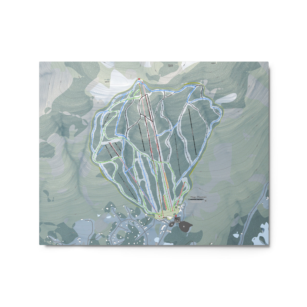 Magic Mountain, Vermont Ski Resort Map Metal Wall Art