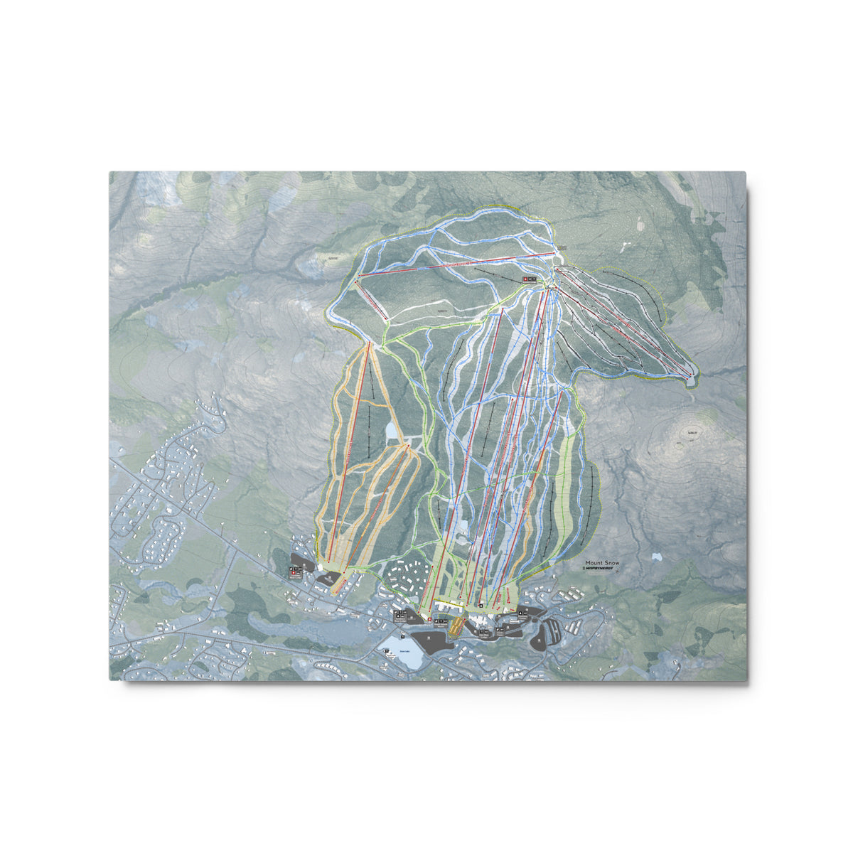 Mount Snow, Vermont Ski Resort Map Metal Wall Art