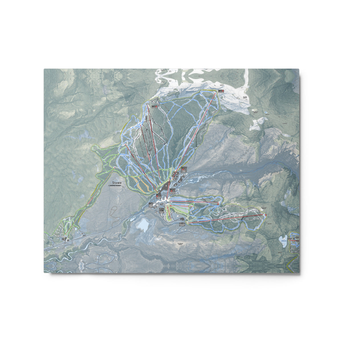 Stowe, Vermont Ski Resort Map Metal Wall Art