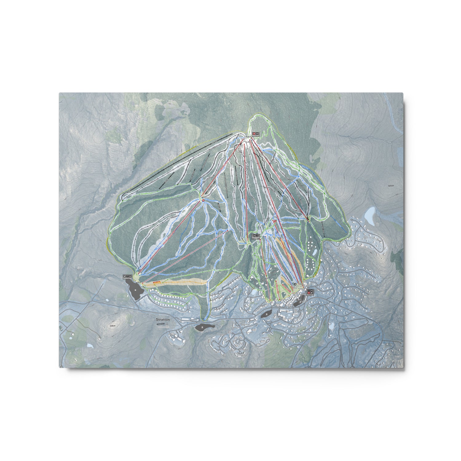 Stratton Mountain, Vermont Ski Resort Map Metal Wall Art