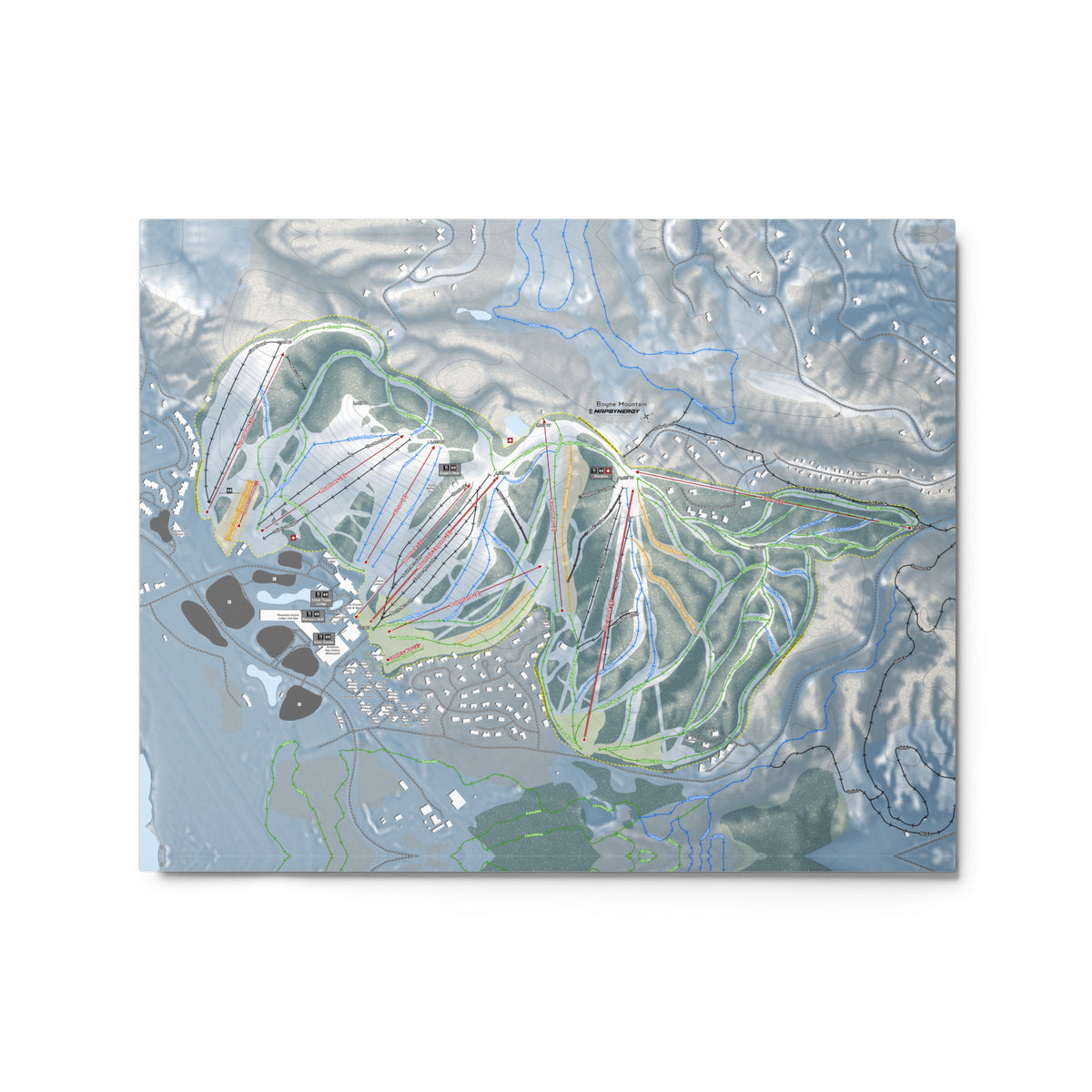 Boyne Mountain, Michigan Ski Resort Map Metal Wall Art