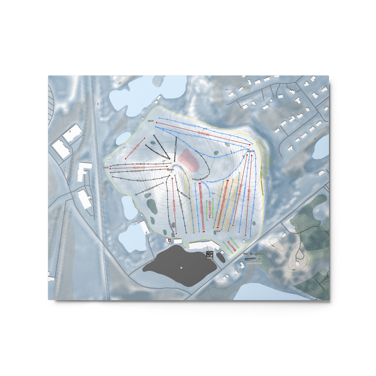 Mt Brighton, Michigan Ski Resort Map Metal Wall Art