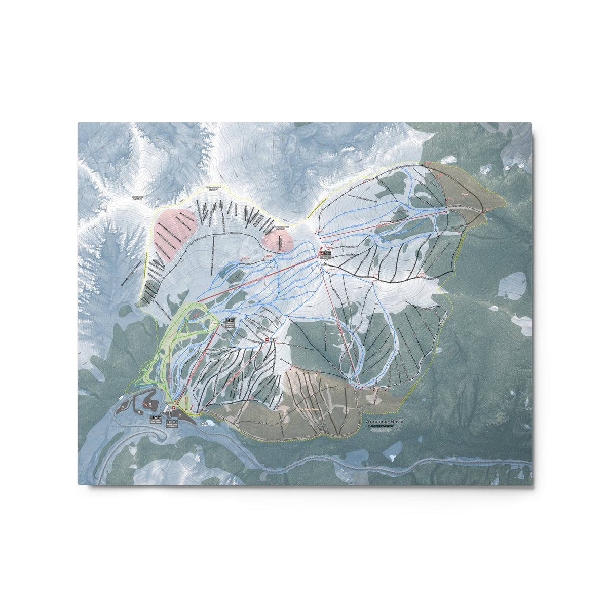 Arapahoe Basin, Colorado Ski Resort Map Metal Wall Art