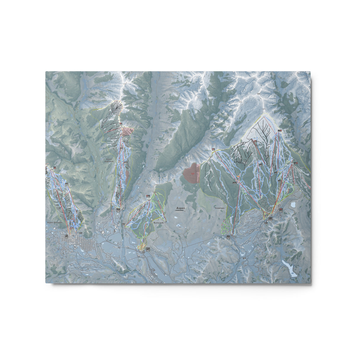 Aspen Snowmass, Colorado Ski Resort Map Metal Wall Art