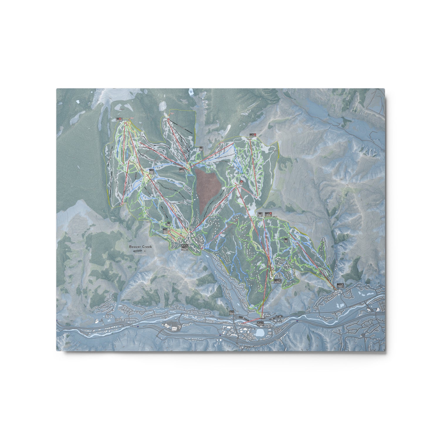 Beaver Creek, Colorado Ski Resort Map Metal Wall Art