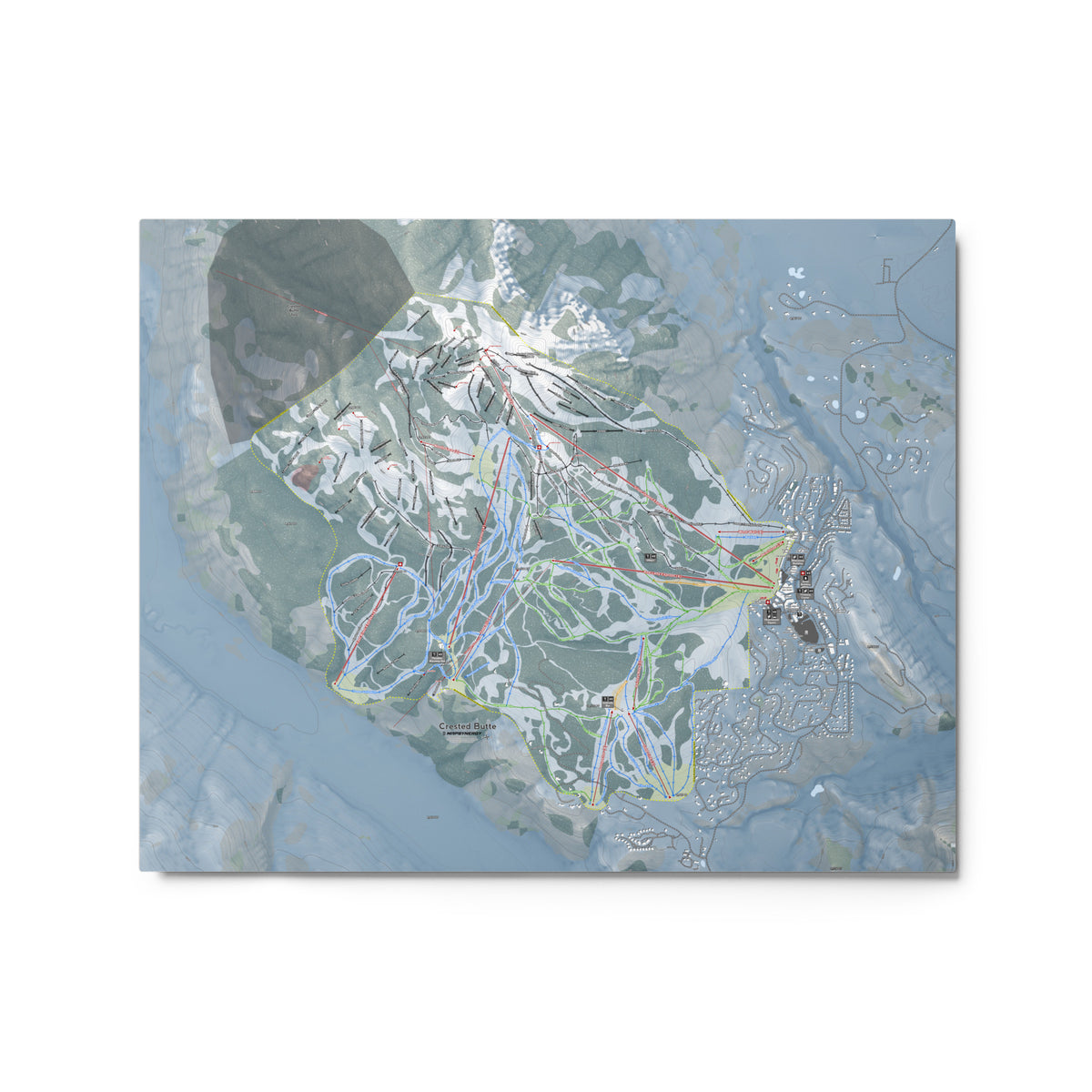 Crested Butte, Colorado Ski Resort Map Metal Wall Art
